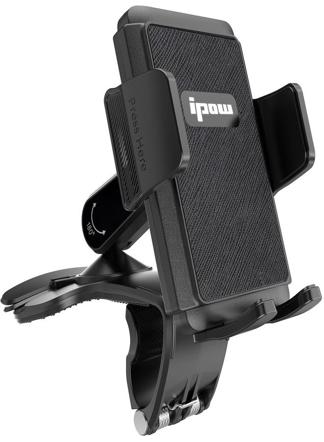 IPOW Car Dashboard Phone Clip Holder, 360 Degrees Rotation Dash Steering Wheel Phone Clamp Mount Compatible with iPhone 15 14 13 Pro Max and 4-7 Inch Smartphones (NOT Universal - Please Check) - Image 1