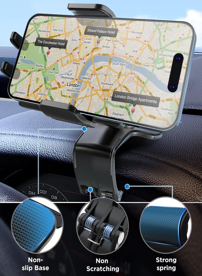 IPOW Car Dashboard Phone Clip Holder, 360 Degrees Rotation Dash Steering Wheel Phone Clamp Mount Compatible with iPhone 15 14 13 Pro Max and 4-7 Inch Smartphones (NOT Universal - Please Check) - Image 4