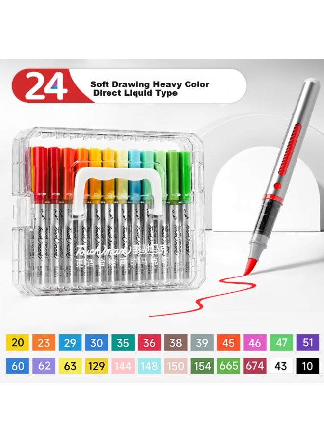 Touch Mark Acrylic Markers, 24 Colors, Soft Tip, Intelligent Ink Control, Non-breaking Watercolor Pens, Student Art Drawing Pens, Children's Birthday, Graduation, Back-to Gift - Image 2
