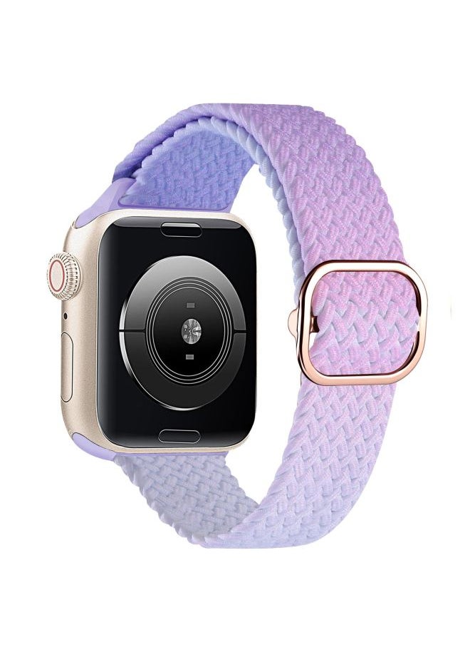 Suitable For Iwatch Strap For Iphone 8 Generation Universal Nylon Woven Light Color Adjustable Wrist Strap-Color:42/44/45mm Purple Blue