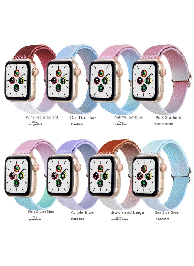 Suitable For Iwatch Strap For Iphone 8 Generation Universal Nylon Woven Light Color Adjustable Wrist Strap-Color:42/44/45mm Purple Blue