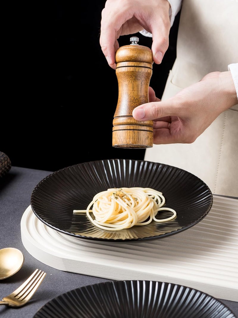 CLAY TONIC Set of 4Japanese Style Porcelain Round Dinner Plates Versatile Circular Serving Plates for Pasta Salad Steak Dinner Black 88 Inches - Image 4