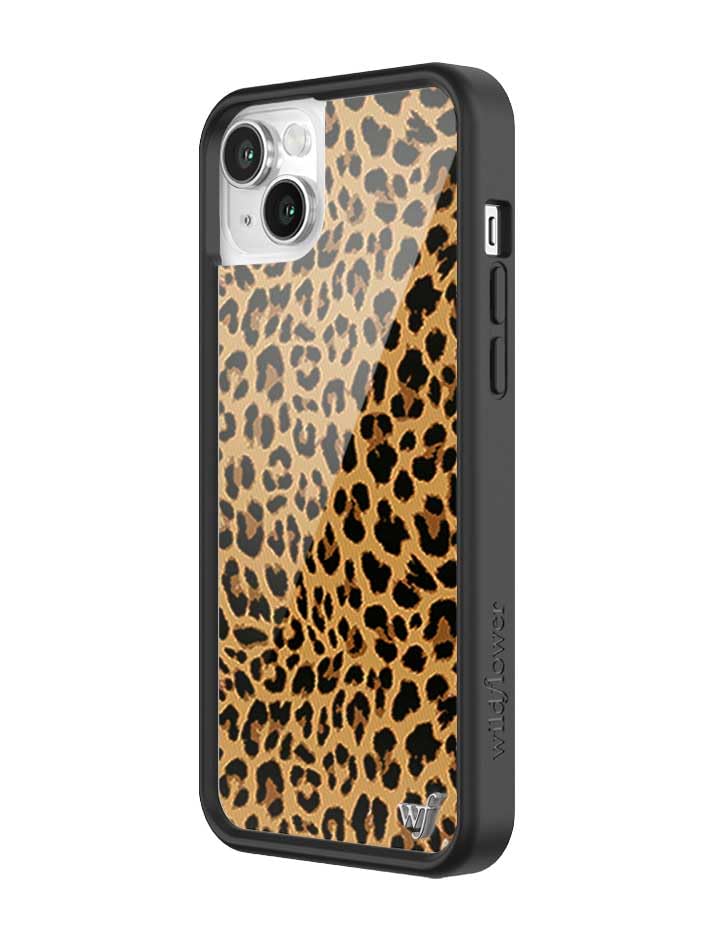 Wildflower Cases - Compatible with Apple iPhone 13/14 | Protective Black Bumper, 4ft Drop Test Certified, Women Owned Small Business | Meow - Leopard Cheetah Brown Animal Cute Trendy - Image 2