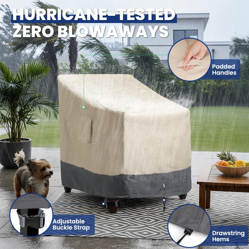 Kikcoin Extra Heavy Duty Patio Chair Covers Waterproof Up to 8000pa, 2 Pack Patio Furniture Covers for Outdoor Swivel/ Rocking Chair/ Adirondack Chairs, Outdoor Seat Cover with Air Vents, 33"W x 35"D x 38.5"H - Image 5