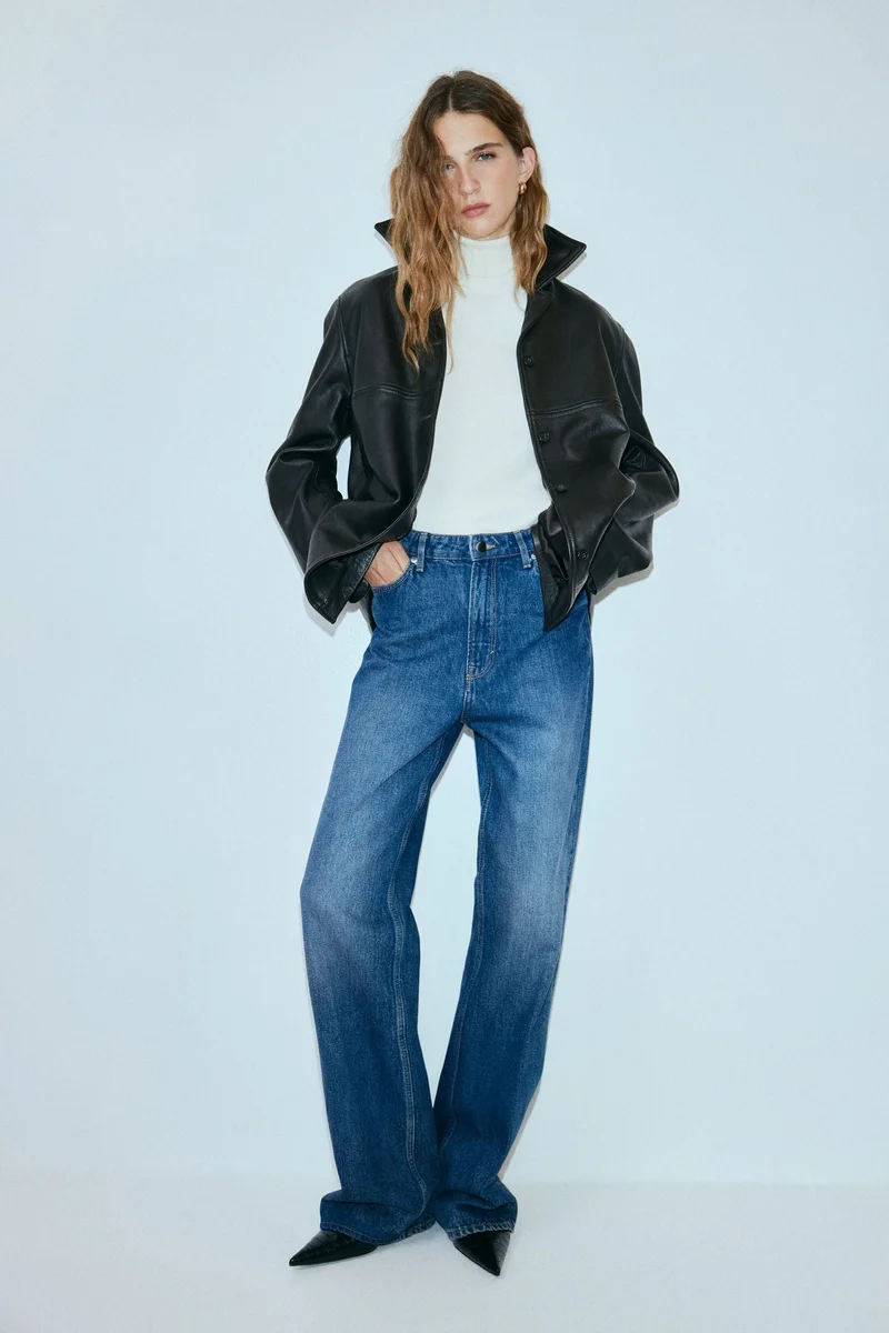 اتش اند ام جاكيت من الجلد