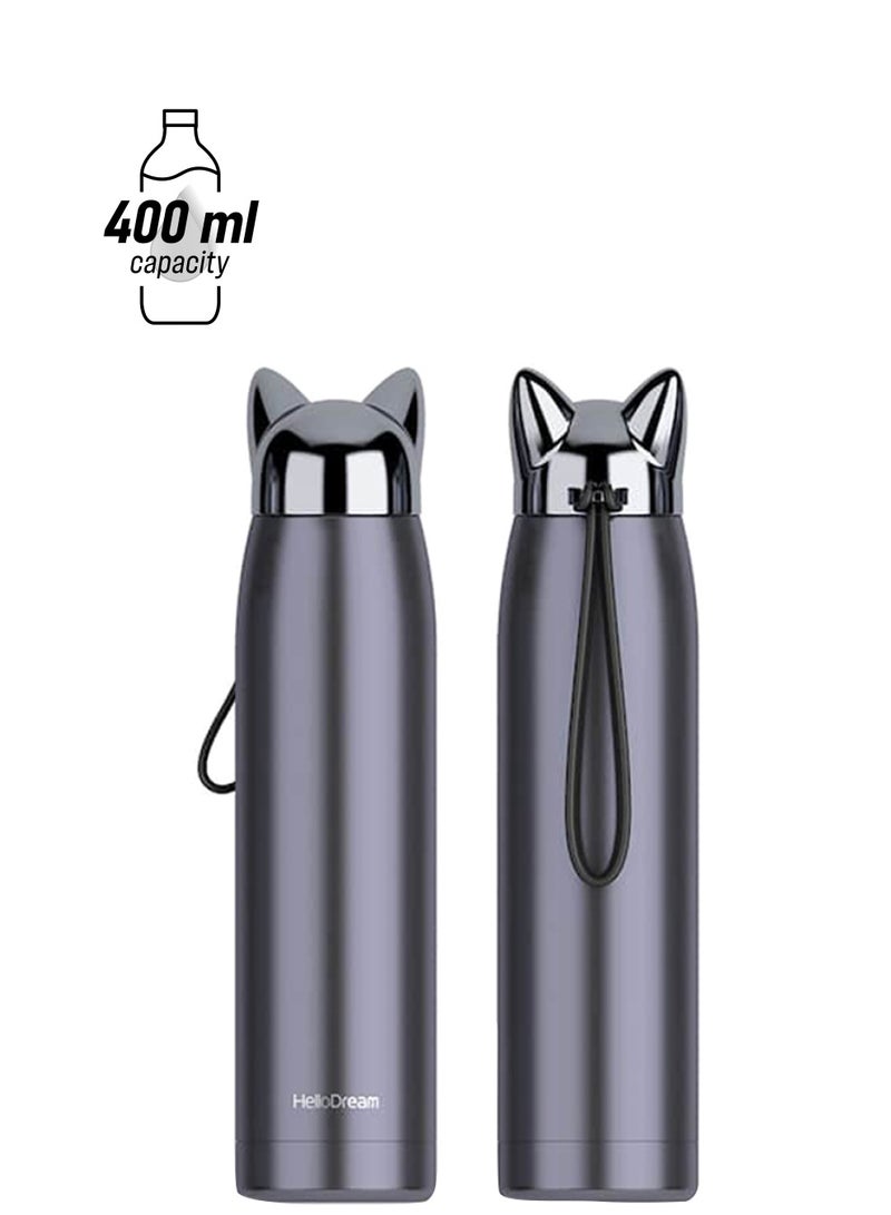 Beauenty 2-Piece Fox Pattern Water Bottle Set Black 25x6cm - Image 1