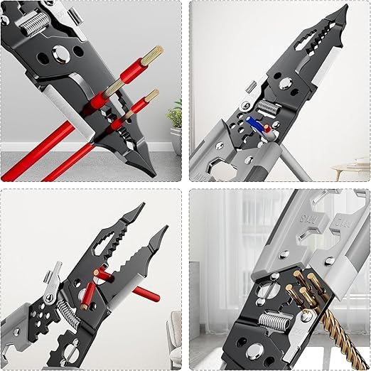 TRIONZZAWire Stripper and Cutter Pliers Tools For Electricians 9 in 1 Multifunctional Wire and Cable Stripping Cutting Winding Crimping Precision Stainless Stee Hand Tool - Image 2