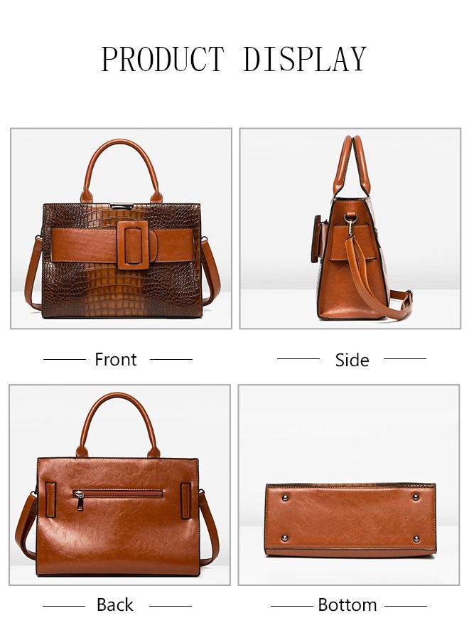 DUNISO 3 Pieces Shoulder Bag Set for Women Multipurpose Faux Leather Vintage Crossbody Bag Clamshell Design Small Purse Mini Card Holder for Ladies Fashion Travel Tote Bag Handbags - Image 3