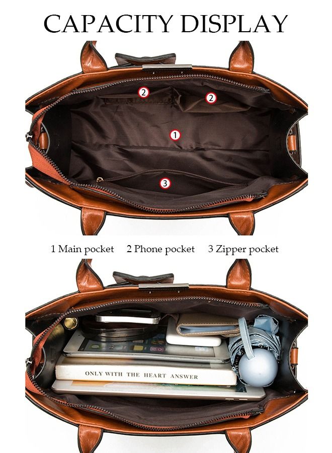 DUNISO 3 Pieces Shoulder Bag Set for Women Multipurpose Faux Leather Vintage Crossbody Bag Clamshell Design Small Purse Mini Card Holder for Ladies Fashion Travel Tote Bag Handbags - Image 5