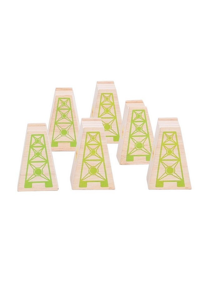 Bigjigs Rail Bigjigs Rail High Level Blocks (Pack of 6) - Other Major Wooden Rail Brands are Compatible  - Image 3
