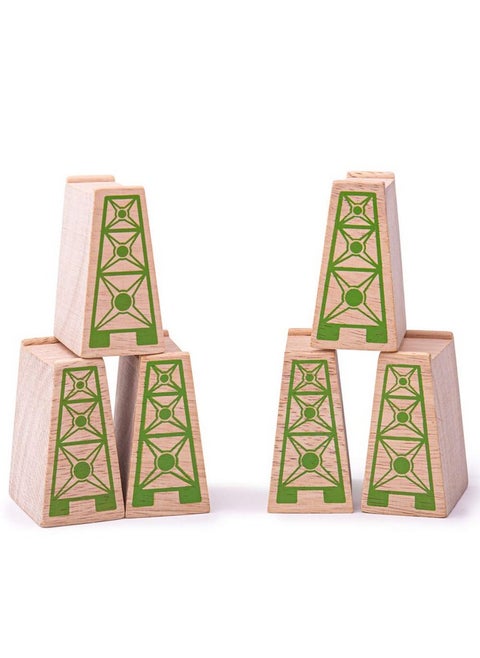 Bigjigs Rail High Level Blocks (Pack of 6) - Other Major Wooden Rail Brands are Compatible