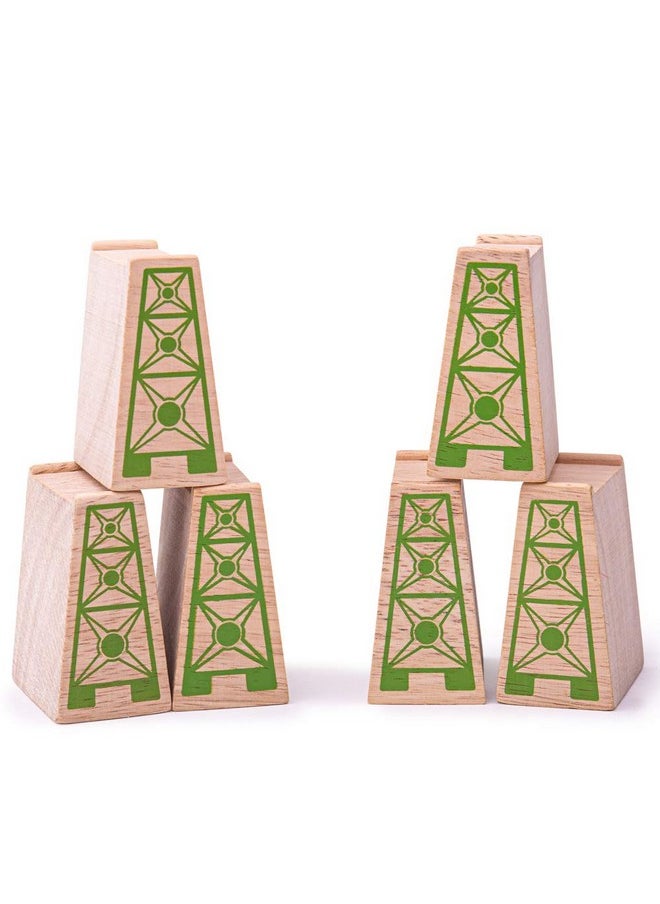 Bigjigs Rail Bigjigs Rail High Level Blocks (Pack of 6) - Other Major Wooden Rail Brands are Compatible  - Image 1
