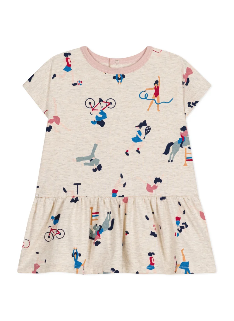 Petit Bateau Babies' short-sleeved dress in fine jersey