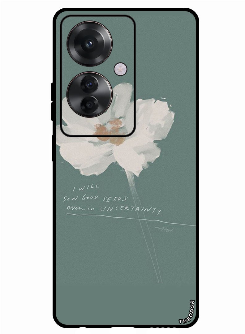 Theodor Protective Case Anti Scratch Shock Proof Bumper Cover For Oppo Reno 11F White Flower (2) - Image 1