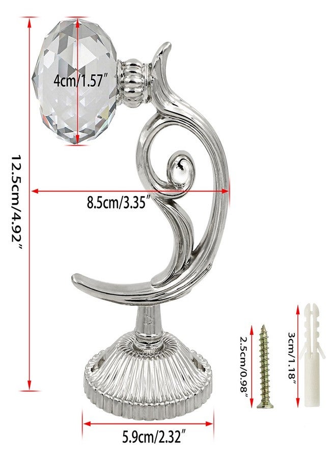بي تي سكاي زوج من خطافات تثبيت ستائر كريستالية زجاجية من BTSKY®، حامل شرابة ستائر (فضي) - Image 4