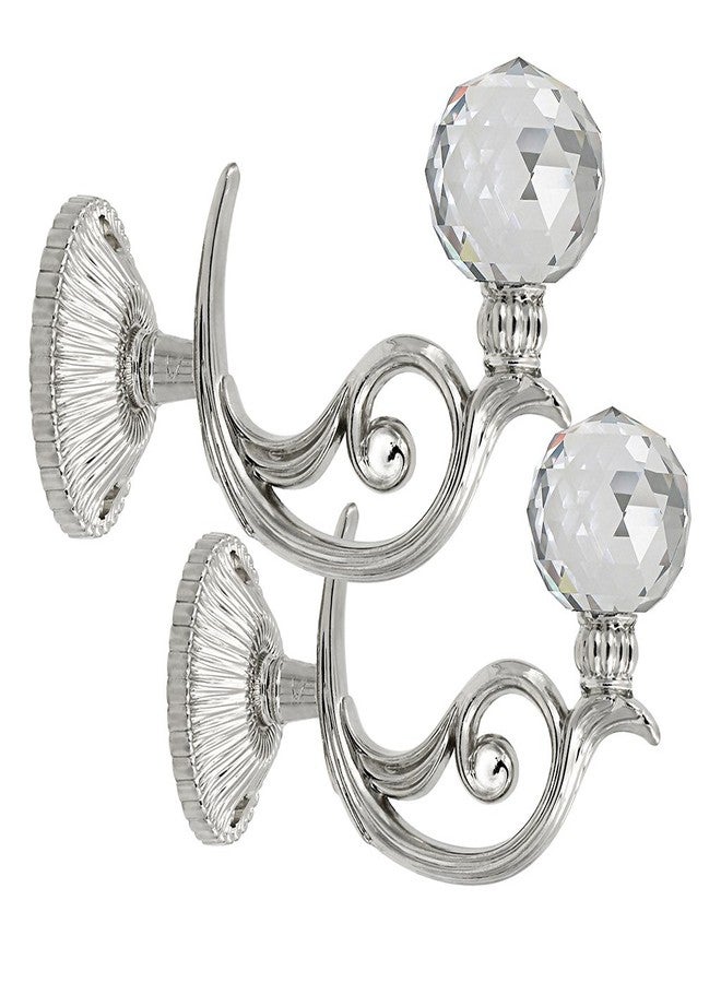 بي تي سكاي زوج من خطافات تثبيت ستائر كريستالية زجاجية من BTSKY®، حامل شرابة ستائر (فضي) - Image 1