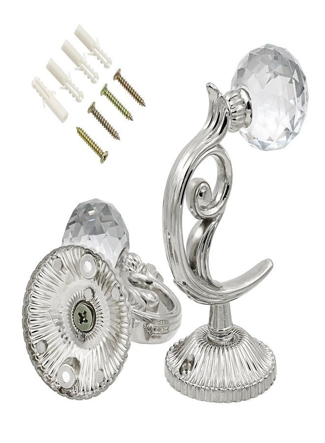 بي تي سكاي زوج من خطافات تثبيت ستائر كريستالية زجاجية من BTSKY®، حامل شرابة ستائر (فضي) - Image 3