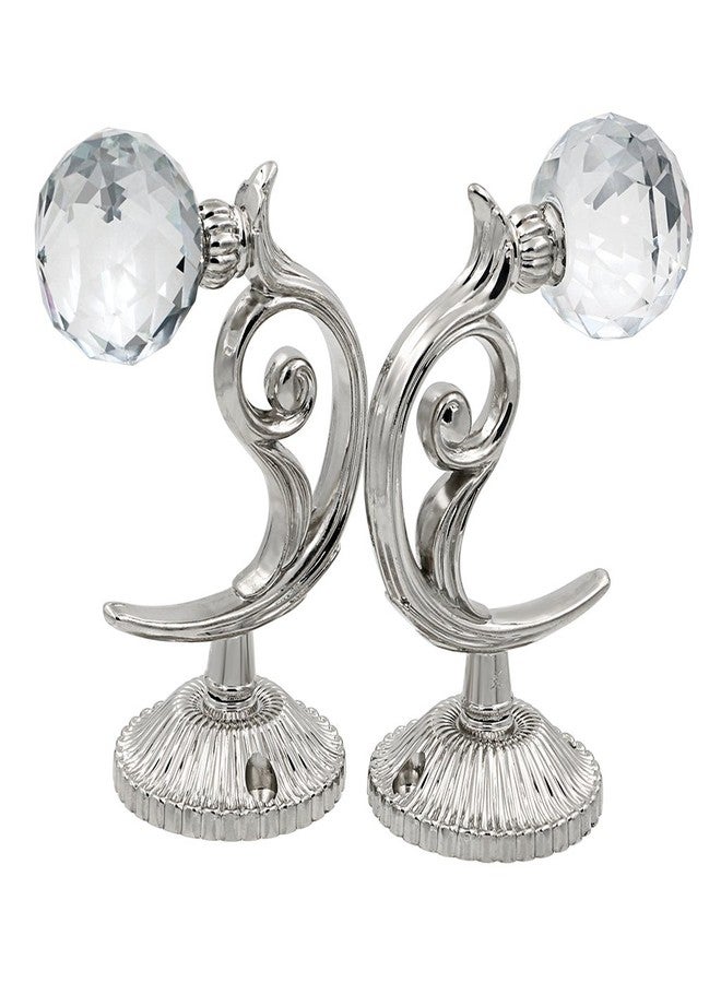 بي تي سكاي زوج من خطافات تثبيت ستائر كريستالية زجاجية من BTSKY®، حامل شرابة ستائر (فضي) - Image 2