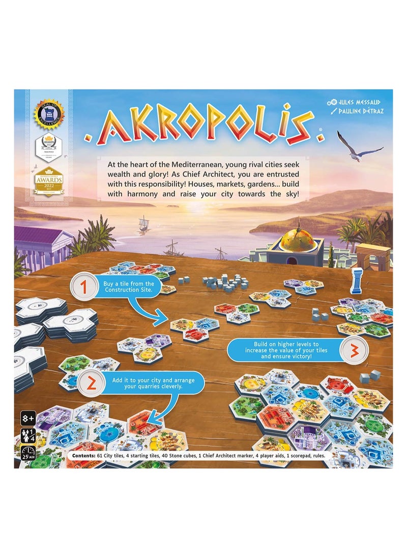 Gigamic Akropolis Board Game | Official Version | English And Arabic Language | Strategy Game for Teens and Adults | City-Building Game with 3D Tiles | Ages 8+ | for 2 to 4 Players  - Image 2
