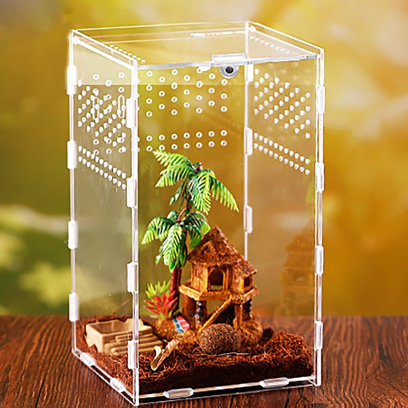 xixibuy Reptile Terrariums Tank, Reptile tank, Tarantula enclosure, Chameleon cage, Amphibians Habitat Cages for Small Reptiles, Geckos, Snakes, Lizards, Turtles(Acrylic-4.7 * 4.7 * 8 inchs) - Image 1