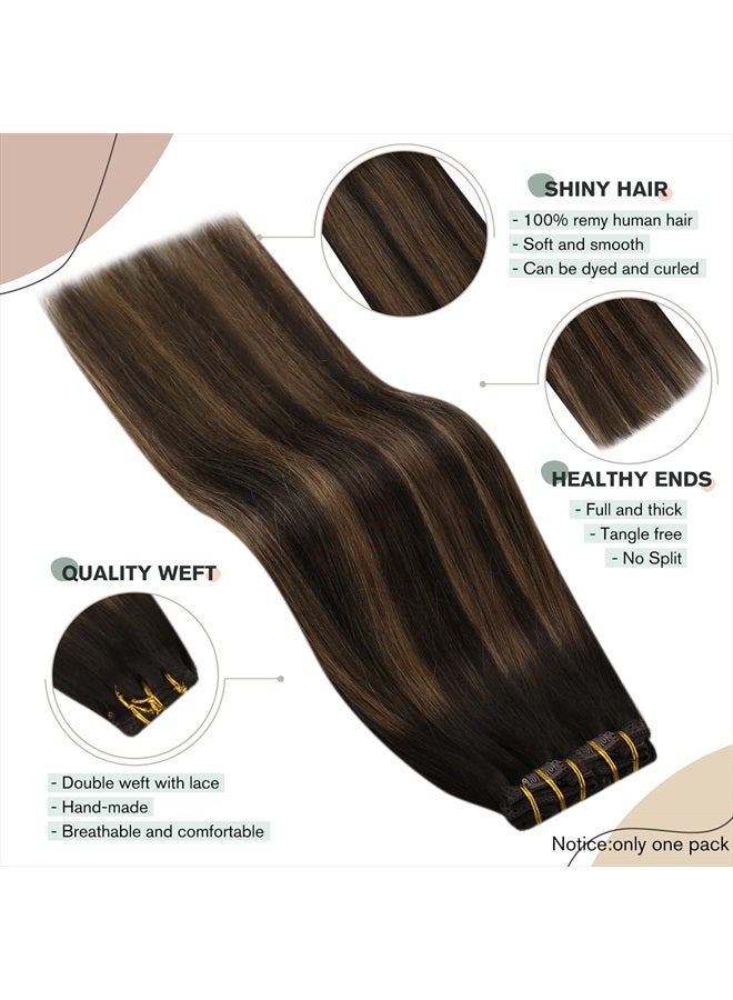 Ugeat 20 Inch Clip in Hair Extensions Real Human Hair #2/6/2 Balayage Brown Real Hair Extensions Clip in Human Hair 7pcs Double Weft Human Hair Clip in 120 Grams - Image 2