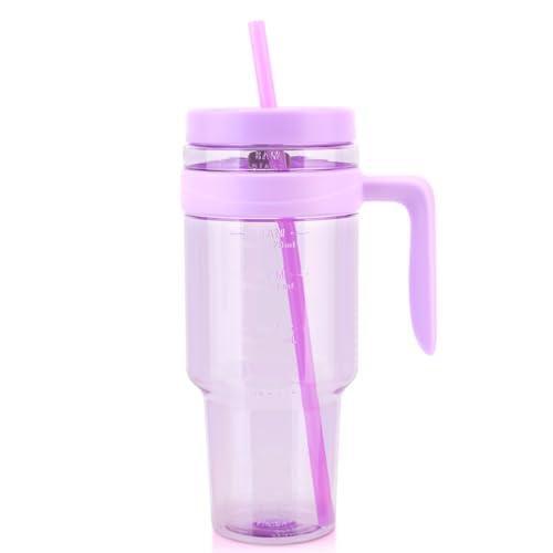 Cafezi 50 oz Clear Tumblers with Lid and Straw | Tritan Plastic | Leak-Proof BPA-Free Water Bottle with Time Marker | Reusable Cup for Iced Coffee, Tea, Juice, Boba, Smoothies - Image 1
