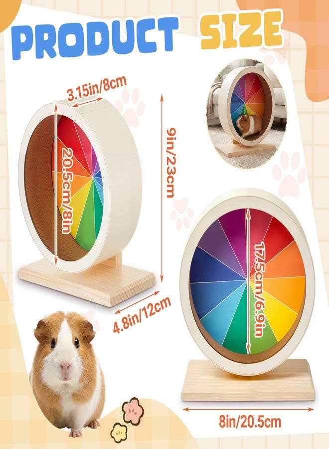 Geelin 9 Inch Hamster Wooden Silent Wheel, Rainbow Printed Small Animal Exercise Wheel, Quiet Spinner Hamster Running Wheels Prevent Depression Toys for Hamsters, Gerbils, Mice and Other Small Pets - Image 2