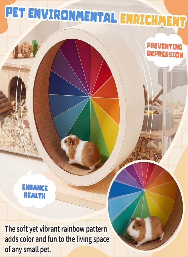 Geelin 9 Inch Hamster Wooden Silent Wheel, Rainbow Printed Small Animal Exercise Wheel, Quiet Spinner Hamster Running Wheels Prevent Depression Toys for Hamsters, Gerbils, Mice and Other Small Pets - Image 3