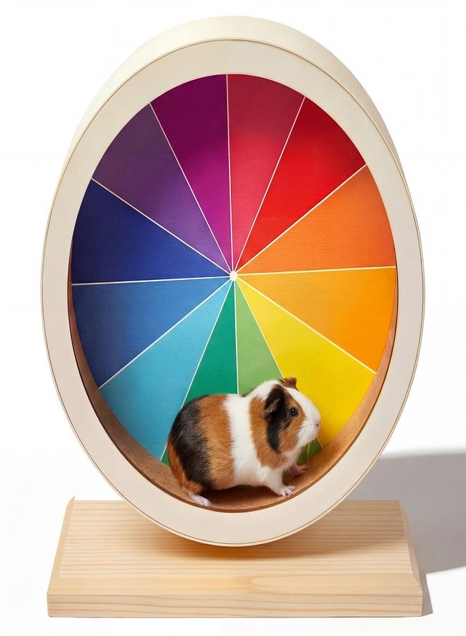 Geelin 9 Inch Hamster Wooden Silent Wheel, Rainbow Printed Small Animal Exercise Wheel, Quiet Spinner Hamster Running Wheels Prevent Depression Toys for Hamsters, Gerbils, Mice and Other Small Pets - Image 1