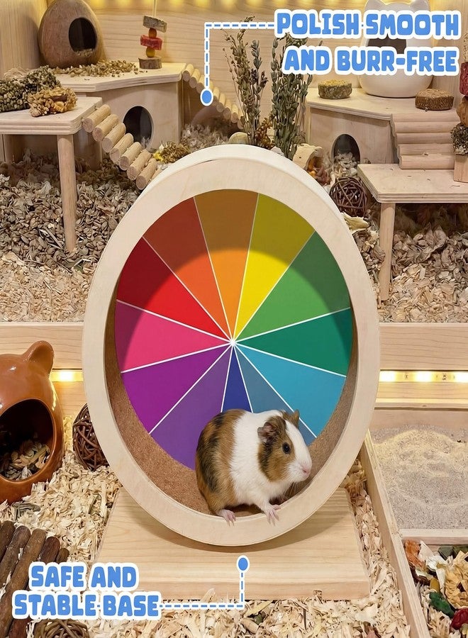 Geelin 9 Inch Hamster Wooden Silent Wheel, Rainbow Printed Small Animal Exercise Wheel, Quiet Spinner Hamster Running Wheels Prevent Depression Toys for Hamsters, Gerbils, Mice and Other Small Pets - Image 4