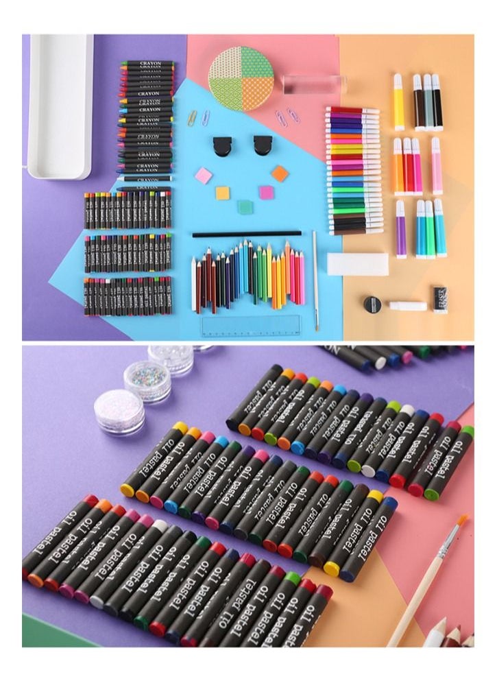 AMAZECAT - Art Supplies, 176 PCS Drawing Art Kit for Kids Boys Girls, Deluxe Art and Craft Set with Double Sided Trifold Easel, Markers, Oil Pastels, Crayons, Colour Pencils. Gift for Artist, Beginners - Image 1