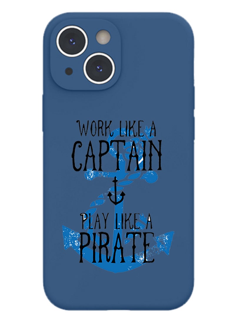 Theodor Protective Slim Fit Case Liquid Silicone Cover with Full Body Protection Anti-Scratch Shockproof Case For iPhone 13 Blue  - Work like a Captain white copy  - Image 1