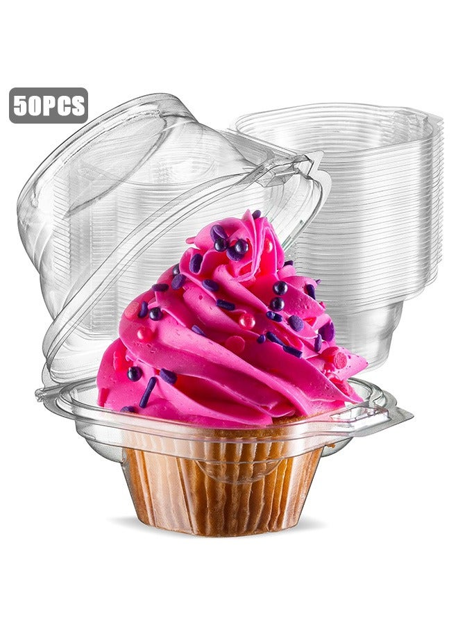 50Pcs Plastic Individual Cupcake Containers, Disposable BPA-Free Stackable Single Cupcake Holders with Lid, Clear Cupcake Boxes, Single Compartment Muffin Carrier for Wedding, Party  - Image 1