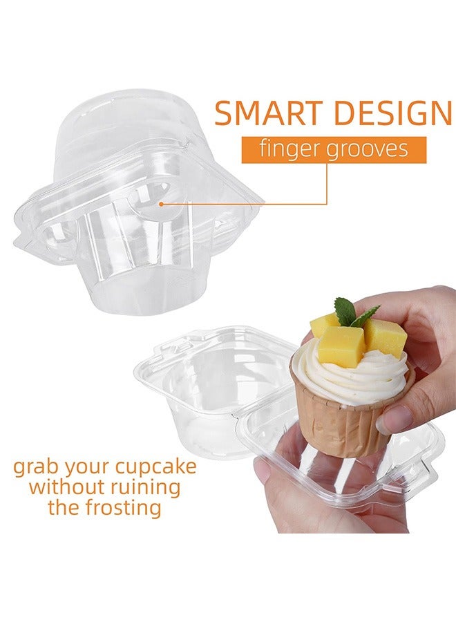 50Pcs Plastic Individual Cupcake Containers, Disposable BPA-Free Stackable Single Cupcake Holders with Lid, Clear Cupcake Boxes, Single Compartment Muffin Carrier for Wedding, Party  - Image 3