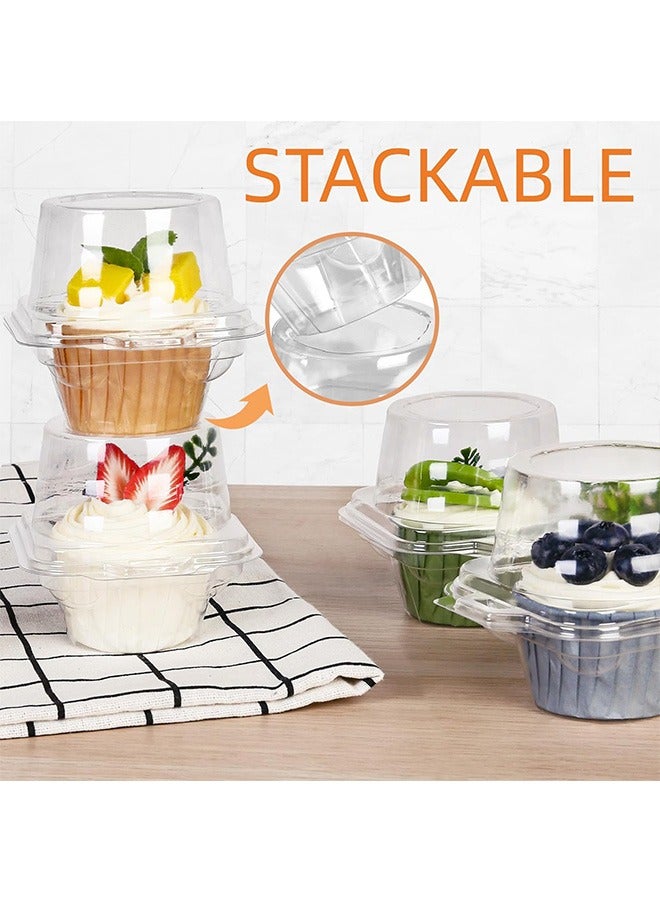 50Pcs Plastic Individual Cupcake Containers, Disposable BPA-Free Stackable Single Cupcake Holders with Lid, Clear Cupcake Boxes, Single Compartment Muffin Carrier for Wedding, Party  - Image 4