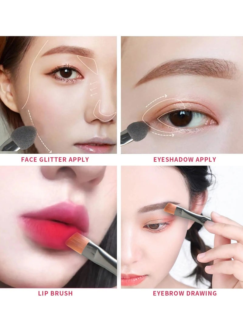 50 Pcs Mini Eye Shadow Applicator, Dual Sides Eyeshadow Sponge Brushes with Eyebrow Brushes Sets, Portable Eye Makeup Applicators Cosmetic Brush for Women Girls - Image 4