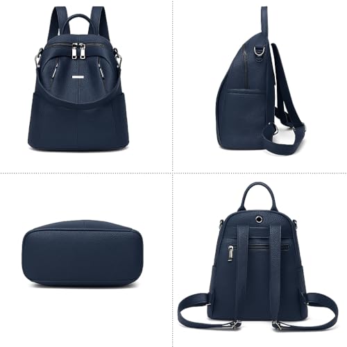 TrueArch Anti-Theft Cross Leather Backpack & Purse for Women | Shoulder Bag for Women and Girls | College Bag for Girls | Multipurpose Travel Bag | Durable | Convertible (Blue) - Image 2