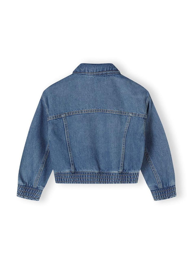 MINOTI Girls Classic Button-Up Denim Jacket with Elastic Hem  - Image 3