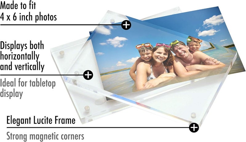 Americanflat 4x6 Acrylic Picture Frame - Double Sided Frame With Magnetic Corners - Transparent Frame For Desk Or Tabletop Display - Includes Microfiber Cloth - Image 3