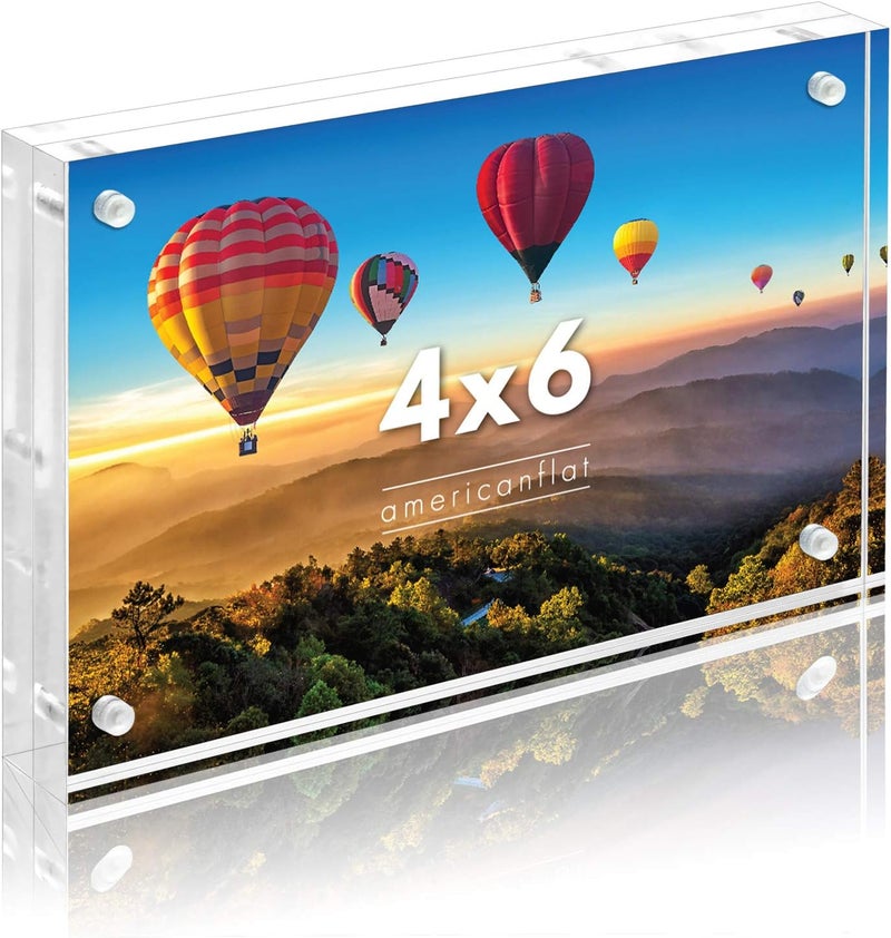 Americanflat 4x6 Acrylic Picture Frame - Double Sided Frame With Magnetic Corners - Transparent Frame For Desk Or Tabletop Display - Includes Microfiber Cloth - Image 1