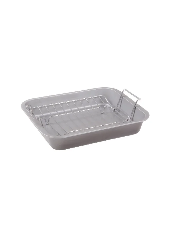 Bien Servi Dishwasher Safe Rectangular Tray with Milano Design Grey and Silver 40 cm 33140