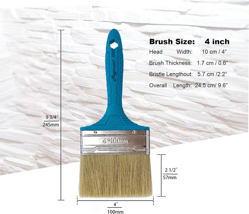 Magimate Bristle Stain Brush 4-inch Chip Large Paint Brush for Painting Walls, Cabinets, House Touch ups and Dust Cleaning - Image 2