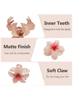 Folanry 6 Pcs Flower Hair Clip, Nonslip Flower Claw Clips,Strong Hold Hawaiian Claw Clip,Cute Wedding Bridesmaid Catch for Thick Thin Hair  - Image 3
