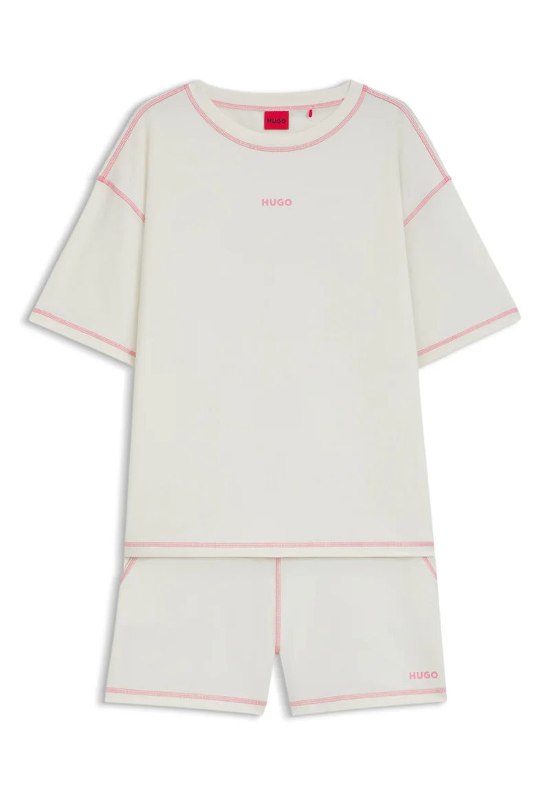 HUGO Stretch-cotton pyjamas with contrast logos