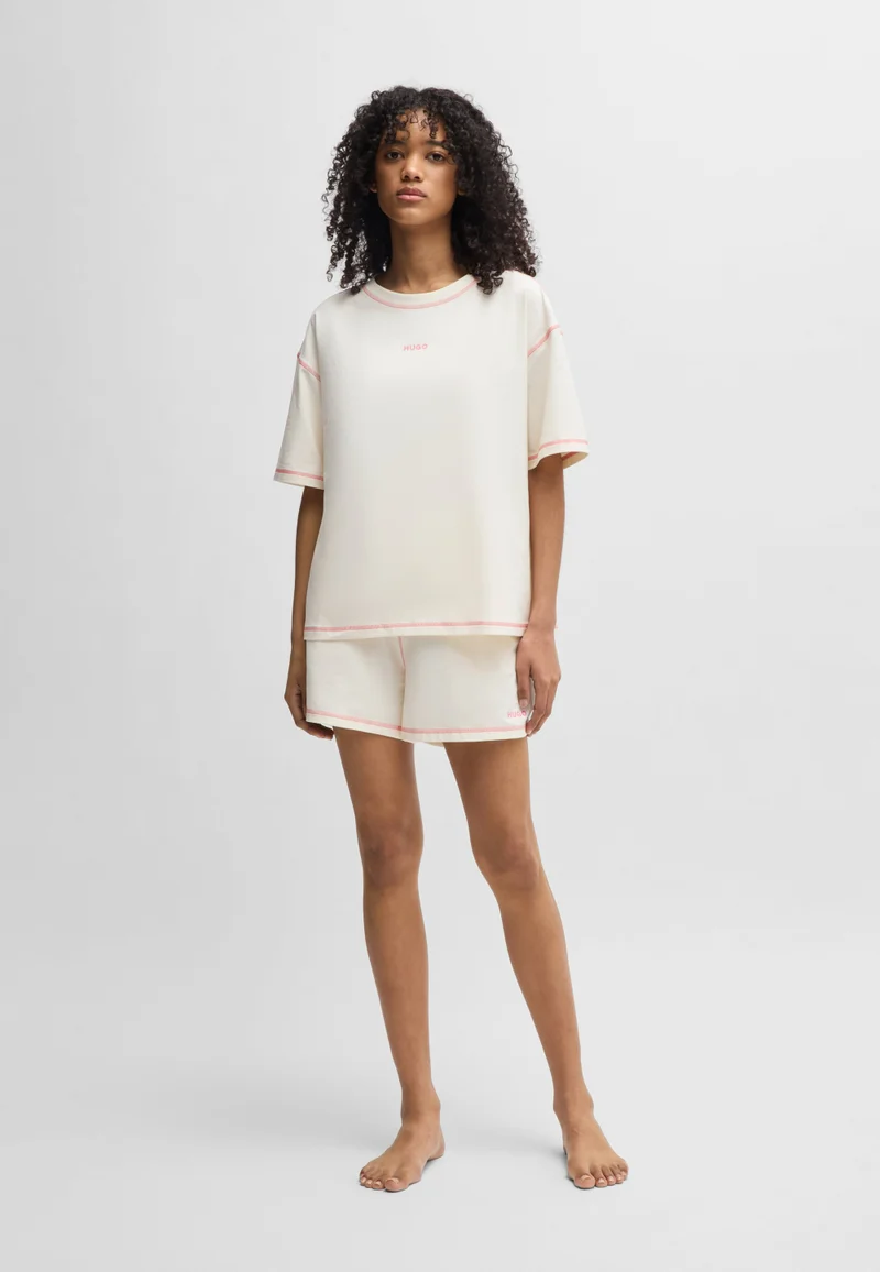 HUGO Stretch-cotton pyjamas with contrast logos