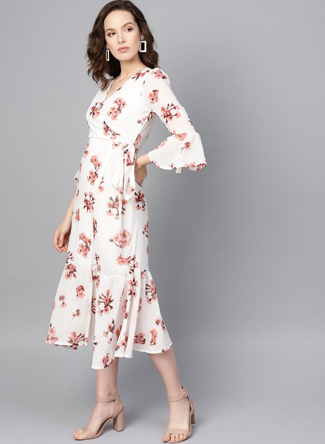 SASSAFRAS Floral Wrap Midi Dress  - Image 2