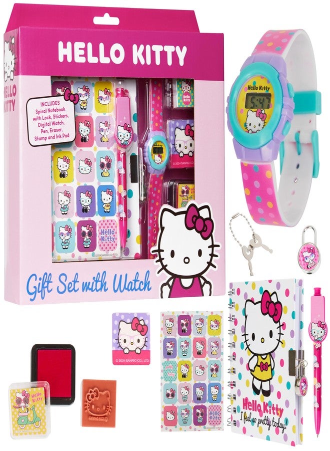 Hello Kitty Notebook Digital Watch Accessories Set Kawaii Journal Notebook Diary - Image 1