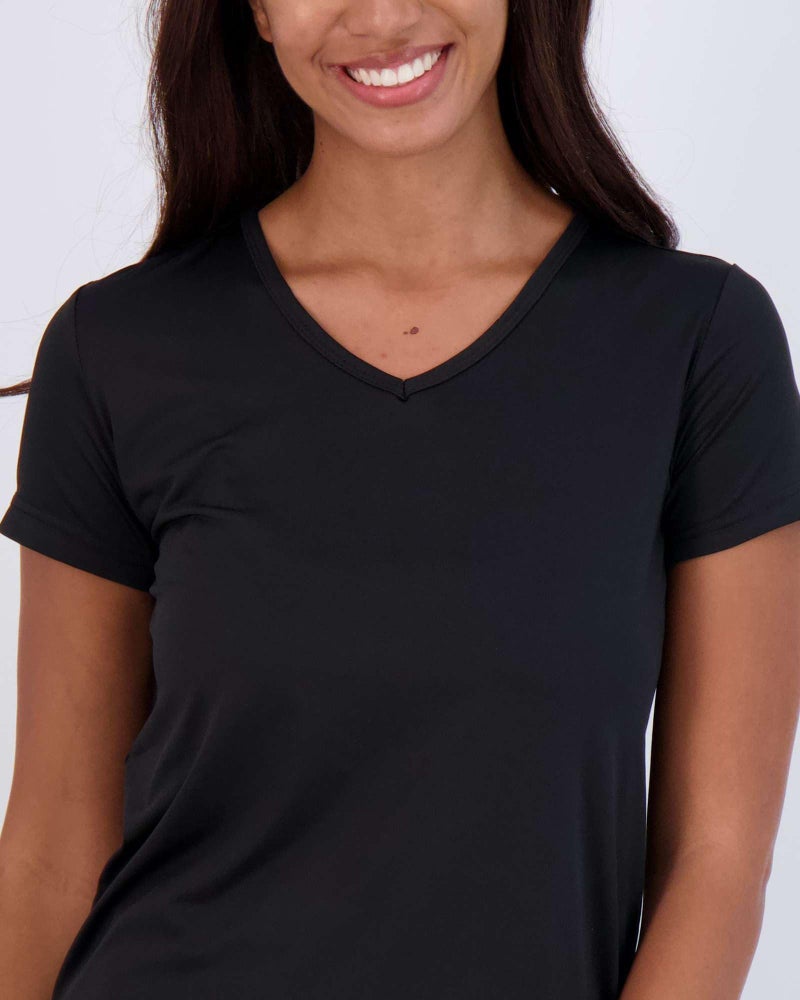REALESSENTIALS Real Essentials 5 Pack: Women's Dry Fit Short Sleeve V Neck Workout Top - Fitness Pilates Gym Athletic Yoga T-Shirt (Plus Available), Set 9, M - Image 3