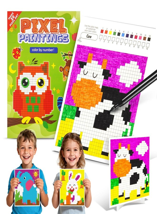 Hapray Large Coloring Book for Kids Party Favors, 20 Pages Paint by Numbers for Beginner with 5 Display Stands, 2 Color Painting Modes Art Crafts for kids ages 4-8 8-12, Birthday Gift Classroom Prizes - Image 1