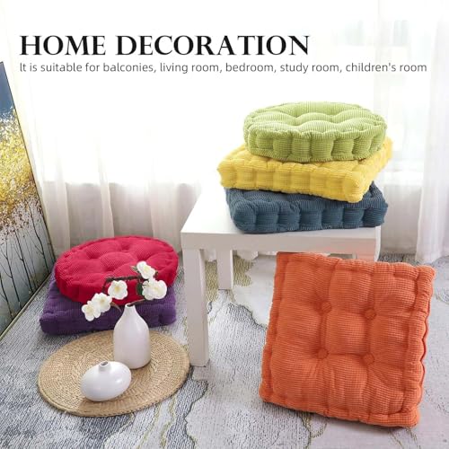 Gfobip 2 Pack Large Square and Round Floor Cushions for Adults Meditation Floor Pillow Green Corduroy Floor Seat Pillows Cushion for Living Room Balcony Tatami Yoga18x18 Inch - Image 3